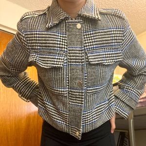 Cropped Houndstooth Jacket